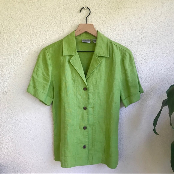 Retro linen button up top - Picture 2 of 3
